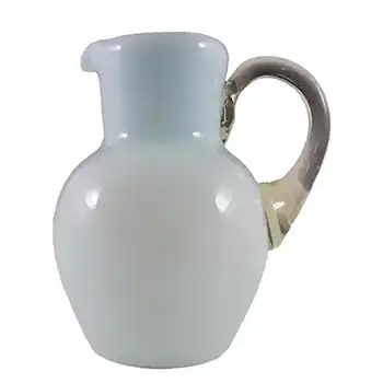 Victorian Opaque Custard Glass Blue & Ivory Cased Creamer/Jug
