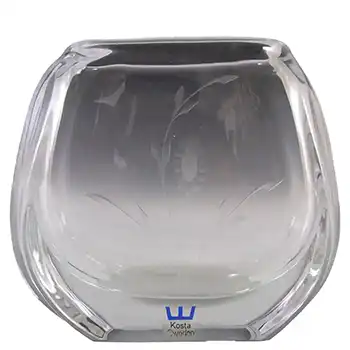 Kosta Boda Swedish Glass Engraved Vase - Labelled