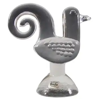 Kosta Boda Glass Rooster Sculpture - Zoo Series by Bertil Vallien