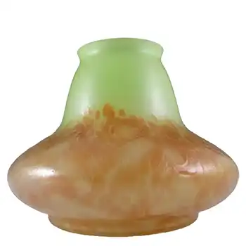 Kralik Art Nouveau Green + Orange Glass 'Helios' Vase