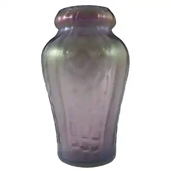 Kralik Art Nouveau 1900's Iridescent Purple Glass Vase