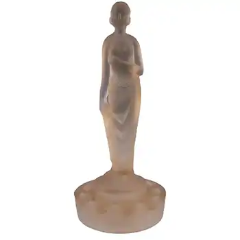 Müller & Co Art Deco Frosted Pink Glass Nude Lady Figurine