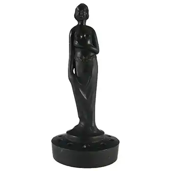 Müller & Co Art Deco Black Glass Nude Lady Figurine