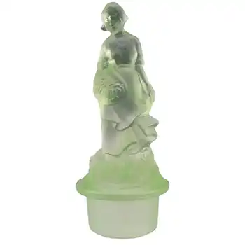 Walther Art Deco Uranium Glass Holländerin Lady Figurine