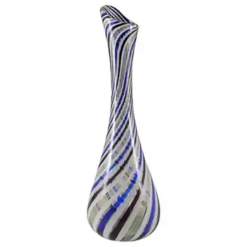 Murano 1950's Zanfirico Lattice Filigree Glass Vase