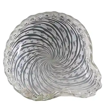 Murano 1950's Zanfirico Lattice Filigree Glass Bowl