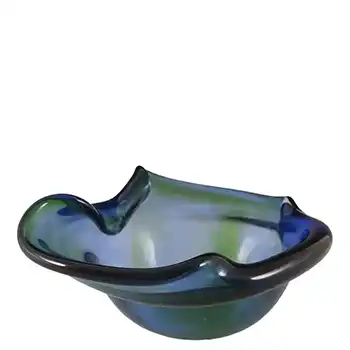 Signed Lillyfee Studio Glass Blue/Green Bowl by Clare Lee