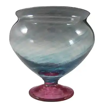 Lindshammar Swedish Blue + Pink Glass Vase - Labelled