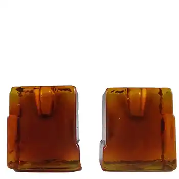 Lindshammar Pair 1970's Swedish Orange Glass Candlesticks