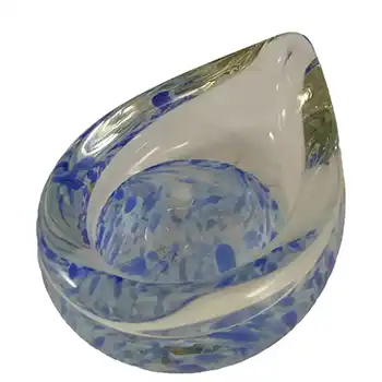 Liskeard British Blue Speckled Glass Bowl - Labelled