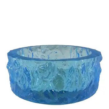 Davidson/Brama Blue Bark Textured Glass "Luna" Bowl - Label