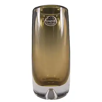Magnor Norwegian 1970's Amber Glass Vase - Labelled