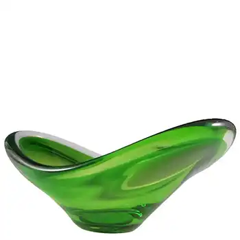 Magnor Norwegian 70's Green Cased Glass Bowl - Signed