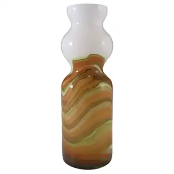 V.B. Opaline Florence Italian Empoli Marbled Glass Vase