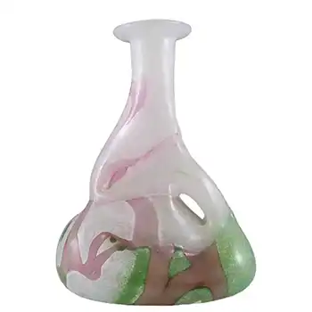 Mtarfa Maltese White, Pink & Green Glass Vase - Signed