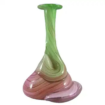 Mtarfa Maltese Green, Pink & White Glass Vase - Signed