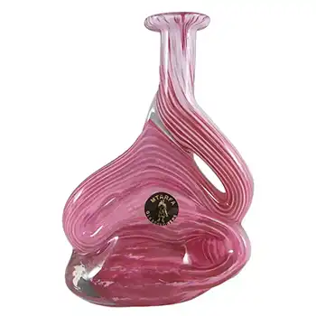 Mtarfa Maltese Organic Pink & White Glass Vase - Signed