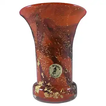 Maltese Mtarfa Red + Black Gold Leaf Glass Vase - Label