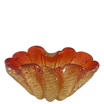Barovier & Toso Murano Cordonato d'Oro Gold Leaf Glass Bowl