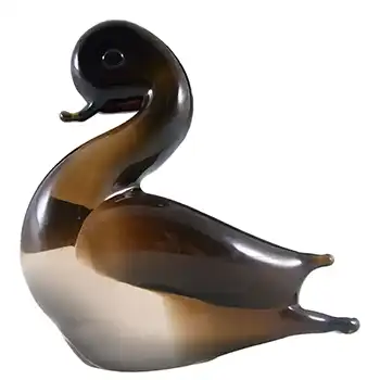 V. Nason & Co Murano Amber Glass Duck Sculpture - Label