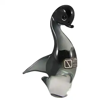 V. Nason & Co Murano Smoky Glass Duck Sculpture - Label