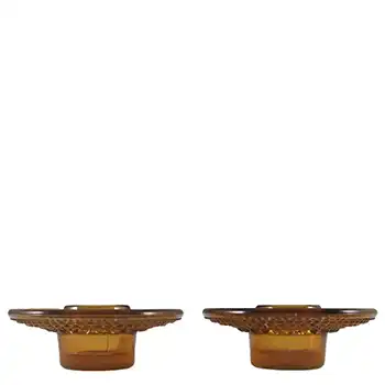 Cascade / Wood Bros Amber Glass 'Kastehelmi' Candle Holders
