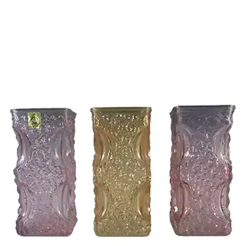 Set of 3 Oberglas Austrian Textured Glass Vases - Label