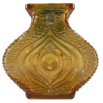 Oberglas Amber Glass Textured 'Eye' Vase - Labelled