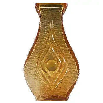 Oberglas Austrian Amber Glass Textured 'Eye' Vase