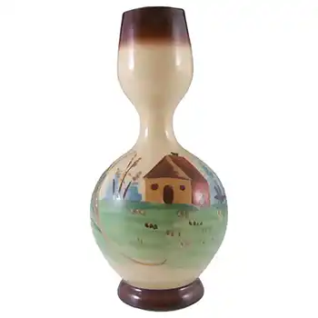 Victorian Hand Painted/Enamelled Opaque Glass Vase