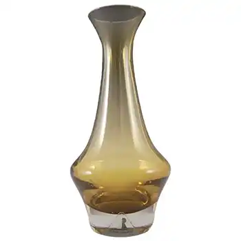 Riihimaki / Riihimaen Lasi Oy Finnish Amber Glass Vase - Label