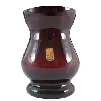 Ryd 1970's Scandinavian Ruby Red Glass Vase - Labelled