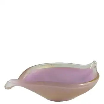 Salviati Murano Pink Glass Gold Leaf Bowl - Labelled