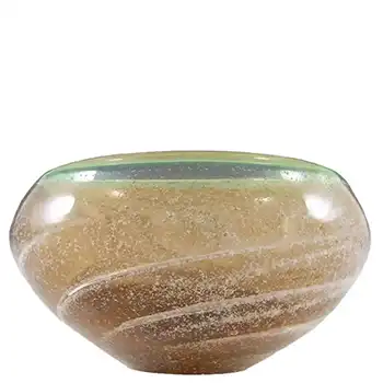 Skrdlovice #8318 Czech Amber & Green Glass Bowl by Ladislav Palecek