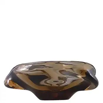 Skrdlovice Czech Smoky Brown Glass Sculpture Bowl