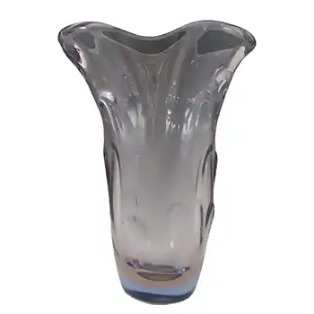 Skrdlovice #5630 Czech Pink & Blue Glass Vase by Jindrich Beránek