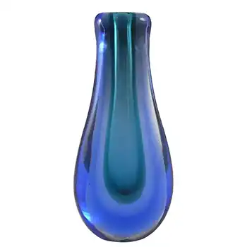 Murano 1950's Turquoise & Blue Sommerso Glass Stem Vase