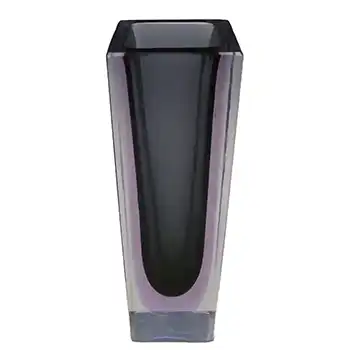 Murano Faceted Neodymium Sommerso Glass Block Vase