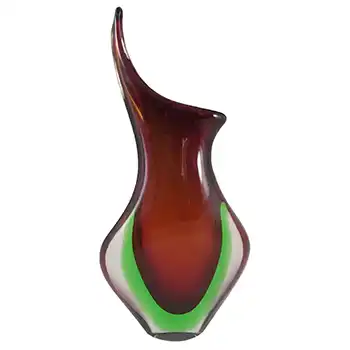 Murano/Venetian Red & Green Sommerso Glass Vase