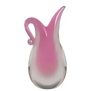 Oball Murano Pink + White Sommerso Glass Vase - Labelled