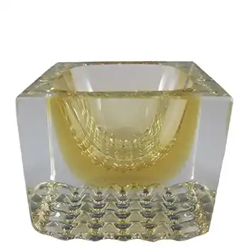 Murano Sommerso Faceted Amber Glass Block Bowl