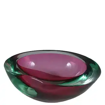 Murano Geode Pink & Blue Sommerso Glass Kidney Bowl
