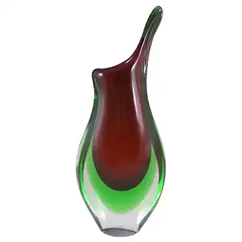 Murano/Venetian Red & Green Sommerso Glass Vase