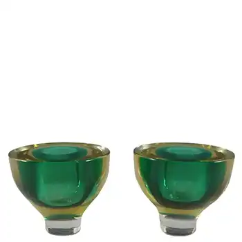 Seguso Vetri d'Arte Signed Murano Sommerso Glass Candlesticks by Flavio Poli