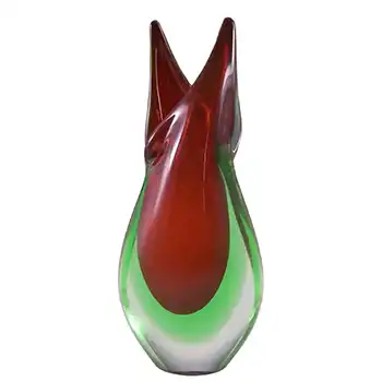 Murano/Venetian Red & Green Sommerso Glass Vase