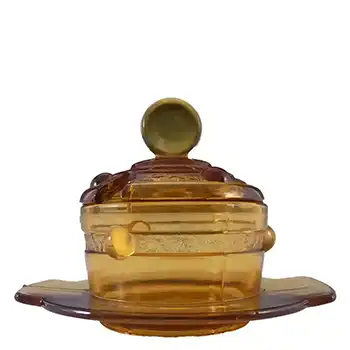 Stölzle #19417 Czech Art Deco 1930's Amber Glass Bowl