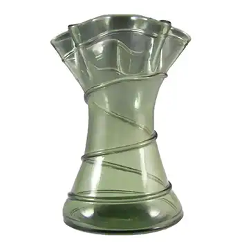 Stuart & Sons Victorian Antique Green Glass Vase with Applied Trailing