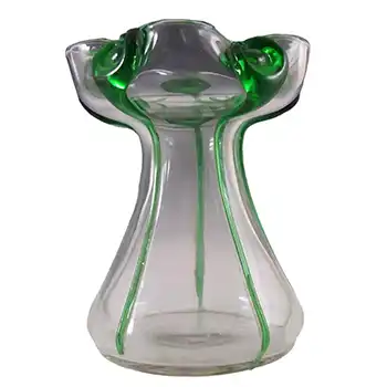 Victorian Green & Clear Glass Peacock Eye Trails / Cairngorm Vase