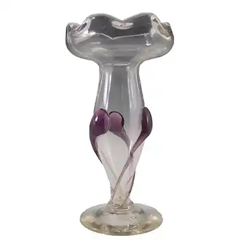 Victorian Purple & Clear Glass 'Tadpole Trails' Vase c 1900