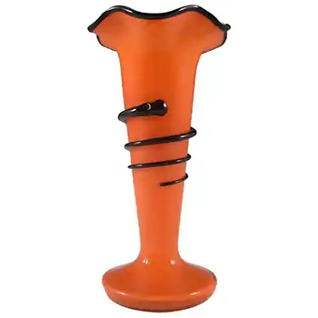 Czech/Bohemian 1930's Red & Black Tango Glass Vase